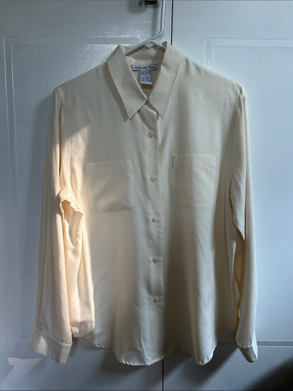 Anna and Frank Light Cream Silk Button-Up Shirt
